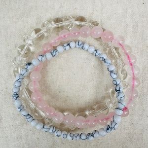 Love and Happiness Crystal bracelets - set of 3